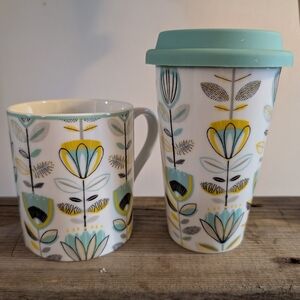 Elegant Floral Mug and Travel Cup Set